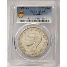 AUSTRALIA 1938 . CROWN . PCGS AU55